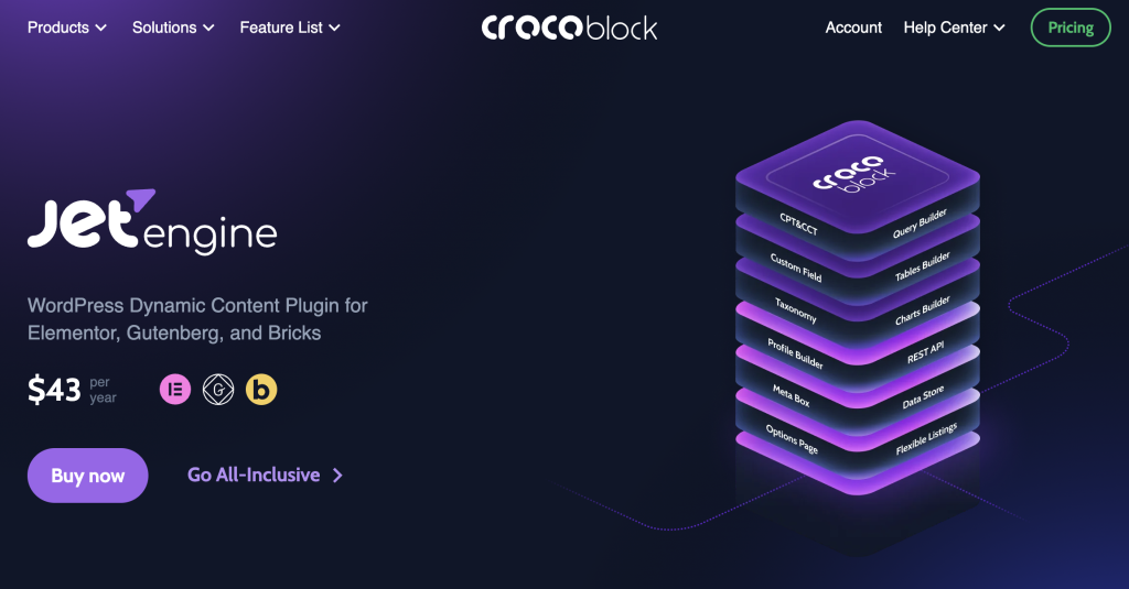 Crocoblocks JetEngine landing page