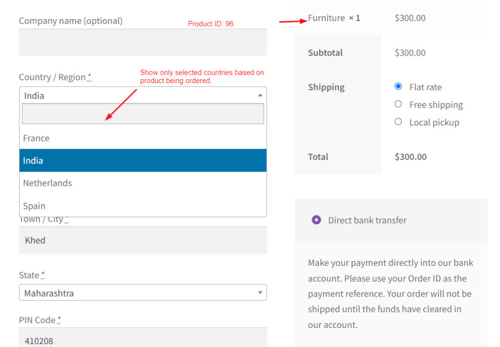 Show Selected Countries on WooCommerce Checkout for Specific Products