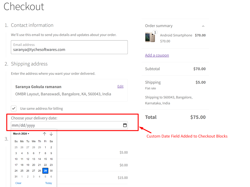 Add Date Field in WooCommerce Checkout Blocks