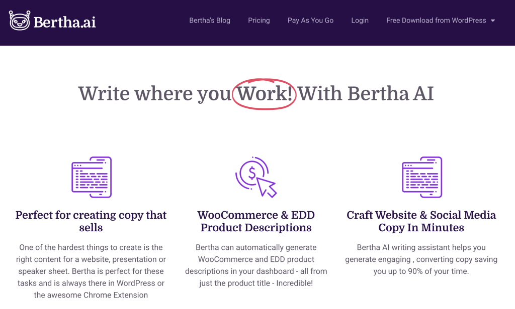 WordPress AI Tools Bertha 