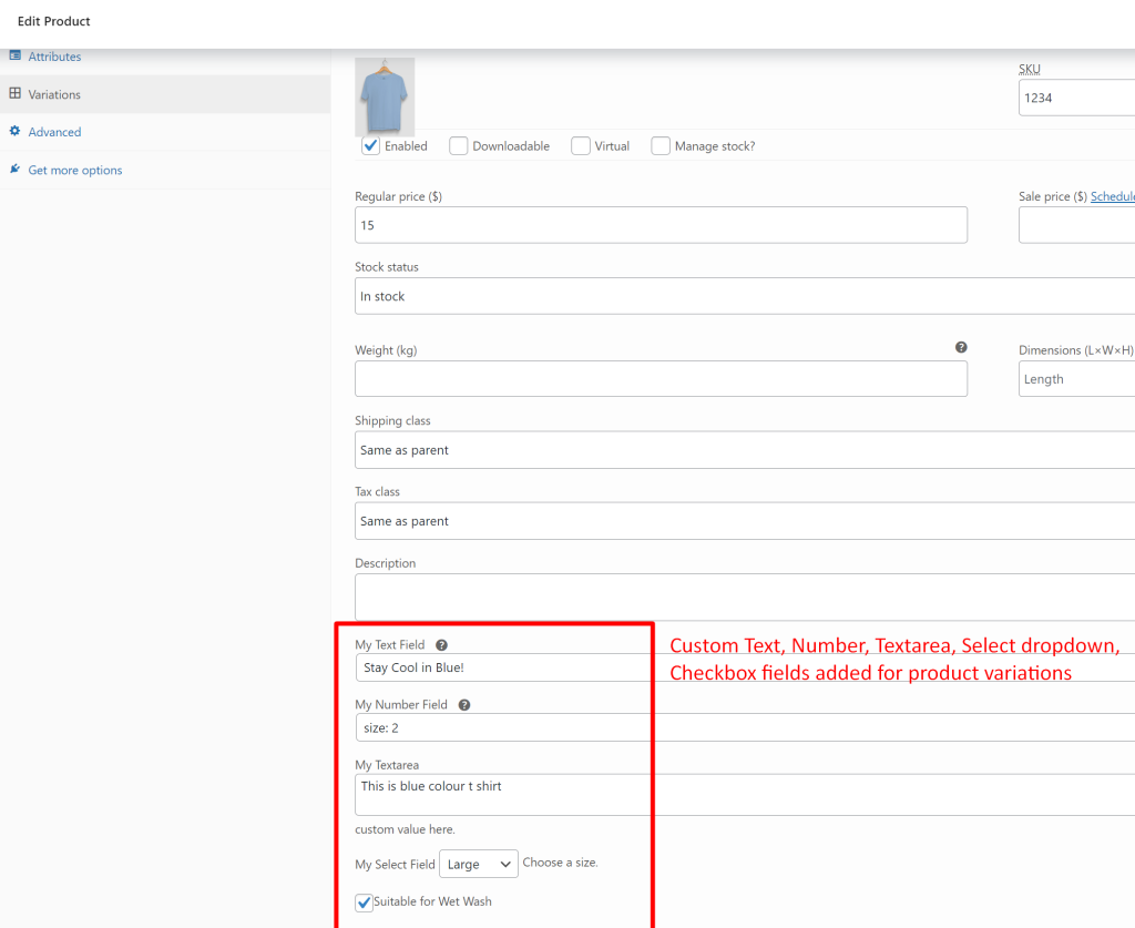 Add Custom Fields For Product Variations in WooCommerce